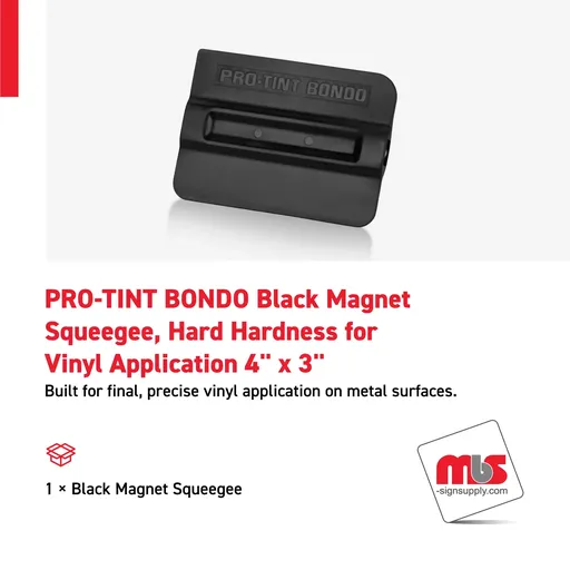 [SQ-0401] PRO-TINT BONDO 4" x 3" Black Magnet Squeegee, Hard Hardness for Vinyl Application