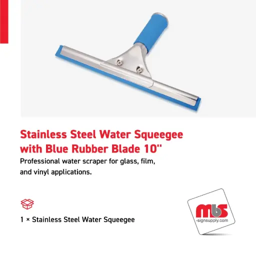 [SQ-0502] 10'' Stainless Steel Water Squeegee with Blue Rubber Blade