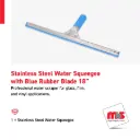 18" Stainless Steel Water Squeegee with Blue Rubber Blade