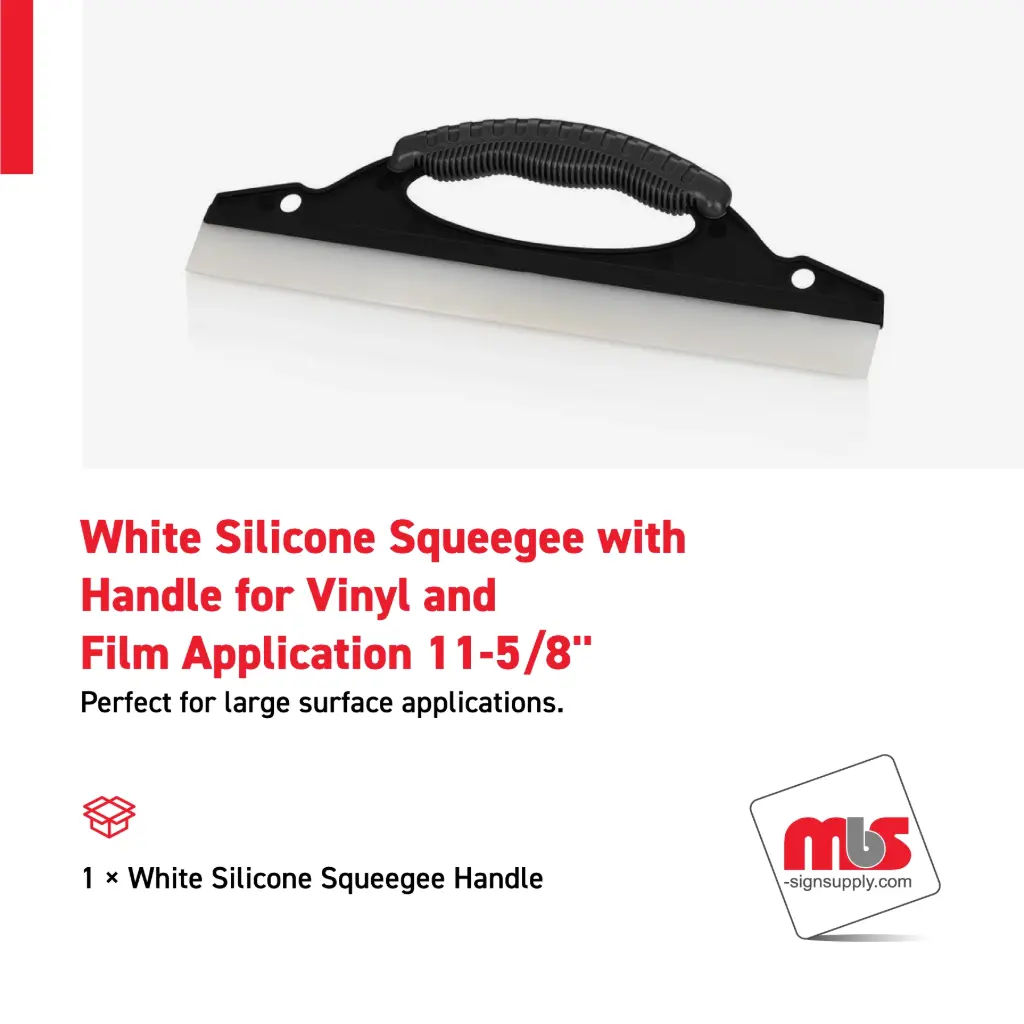 11-5/8'' White Silicone Squeegee with Handle for Vinyl and Film Application