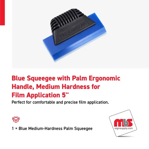 [SQ-0602] 5" Blue Squeegee with Palm Ergonomic Handle, Medium Hardness for Film Application