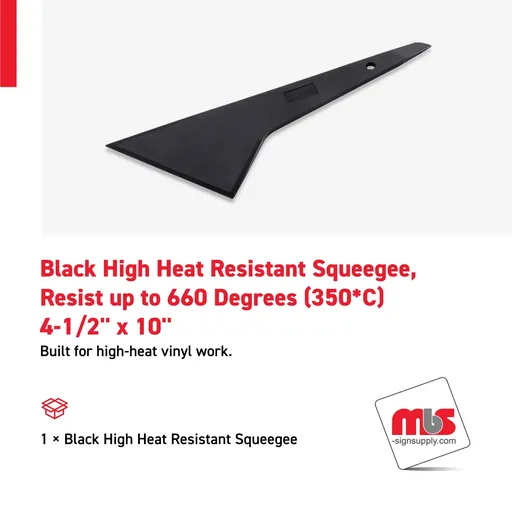 [SQ-0702] 4-1/2" x 10" Black High Heat Resistant Squeegee, Resist up to 660 Degrees (350*C)