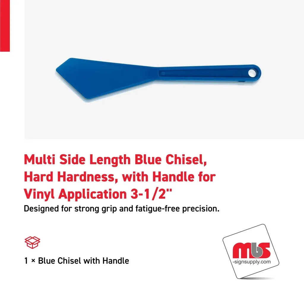 3-1/2'' Multi Side Length Blue Chisel, Hard Hardness, with Handle for Vinyl Application