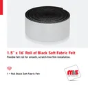 1.5" x 16' Roll of Black Soft Fabric Felt