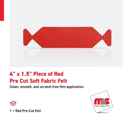 [SQ-0803] 4" x 1.5" Piece of Red Pre Cut Soft Fabric Felt