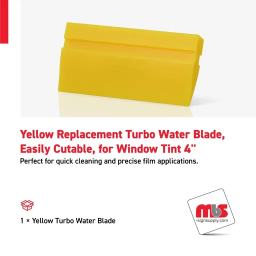 [SQ-0603] 4" Yellow Replacement Turbo Water Blade, Easily Cutable, for Window Tint
