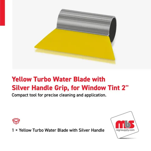 [SQ-0605] 2" Yellow Turbo Water Blade with Silver Handle Grip, for Window Tint