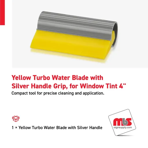 [SQ-0606] 4'' Yellow Turbo Water Blade with Silver Handle Grip, for Window Tint