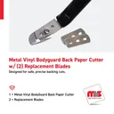 Metal Vinyl Bodyguard Back Paper Cutter w/ (2) Replacement Blades