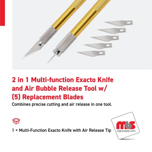 [CT-0402] 2 in 1 Multi-function Exacto Knife and Air Bubble Release Tool w/ (5) Replacement Blades