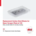 Replacement Carbon Steel Blades for Razor Scraper (Pack of 10)