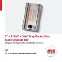 3" x 1-3/4" x 3/4" Gray Pocket Size Blade Disposal Box