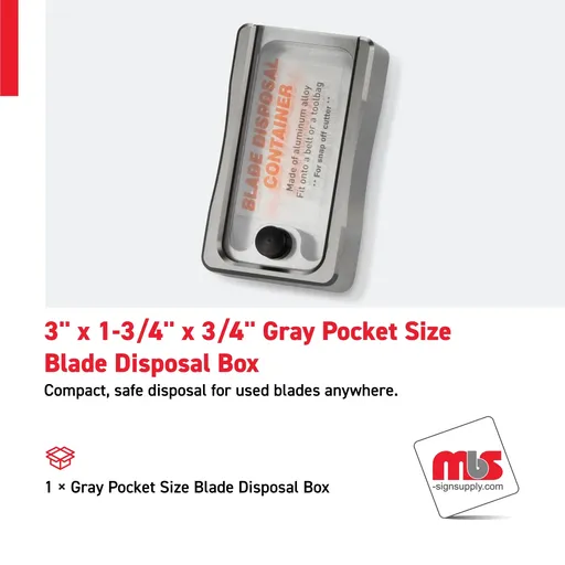 [CT-0602] 3" x 1-3/4" x 3/4" Gray Pocket Size Blade Disposal Box