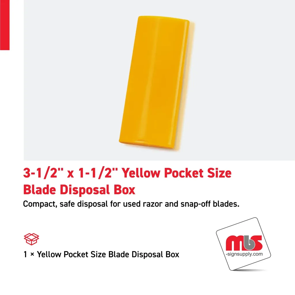 3-1/2'' x 1-1/2'' Yellow Pocket Size Blade Disposal Box