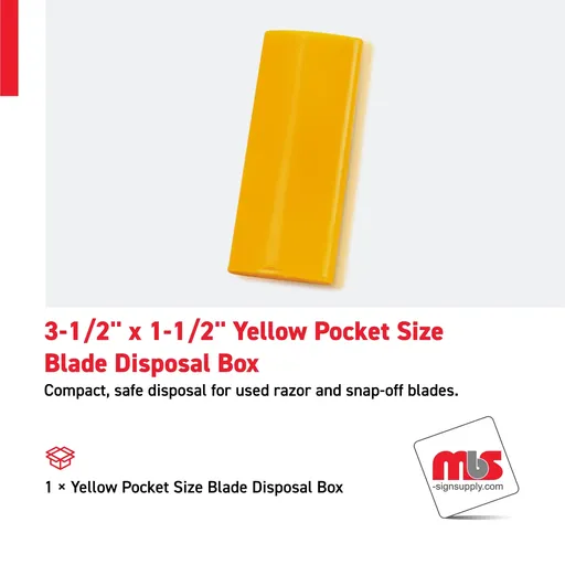 [CT-0603] 3-1/2'' x 1-1/2'' Yellow Pocket Size Blade Disposal Box