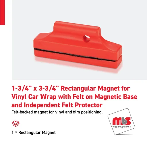 [WM-0101] 1-3/4'' x 3-3/4'' Rectangular Magnet for Vinyl Car Wrap with Felt on Magnetic Base and Independent Felt Protector