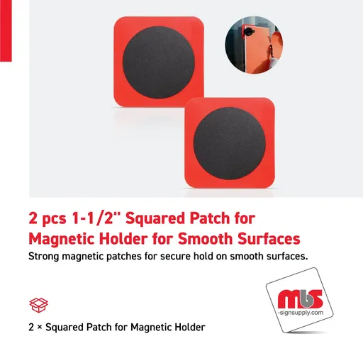[WM-0104] 2 pcs 1-1/2" Squared Patch for Magnetic Holder for Smooth Surfaces