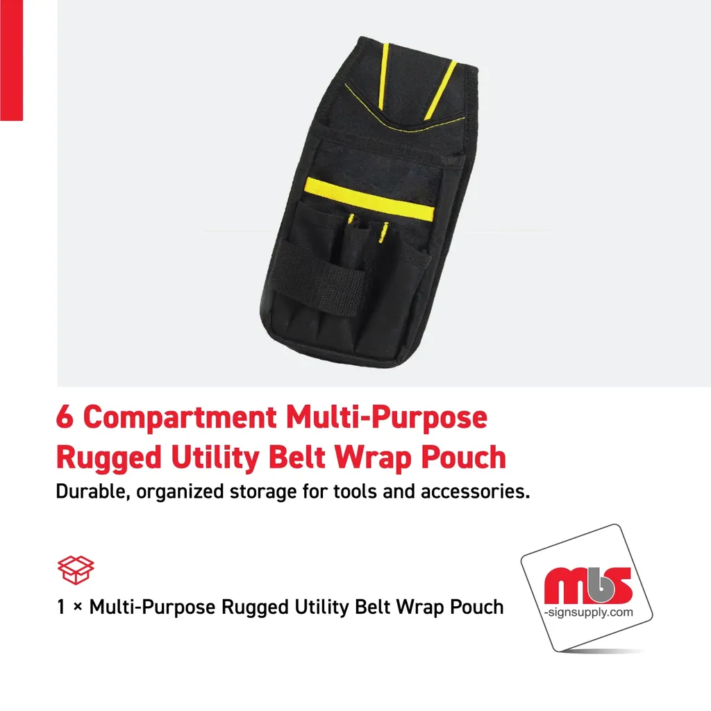 6 Compartment Multi-Purpose Rugged Utility Belt Wrap Pouch