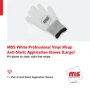 MBS White Professional Vinyl Wrap Anti-Static Application Gloves (Large)