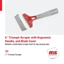 4'' Triumph Scraper with Ergonomic Handle, and Blade Cover