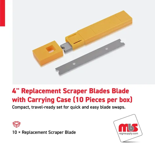 [SP-0102] 4'' Replacement Scraper Blades Blade with Carrying Case (10 Pieces per box)