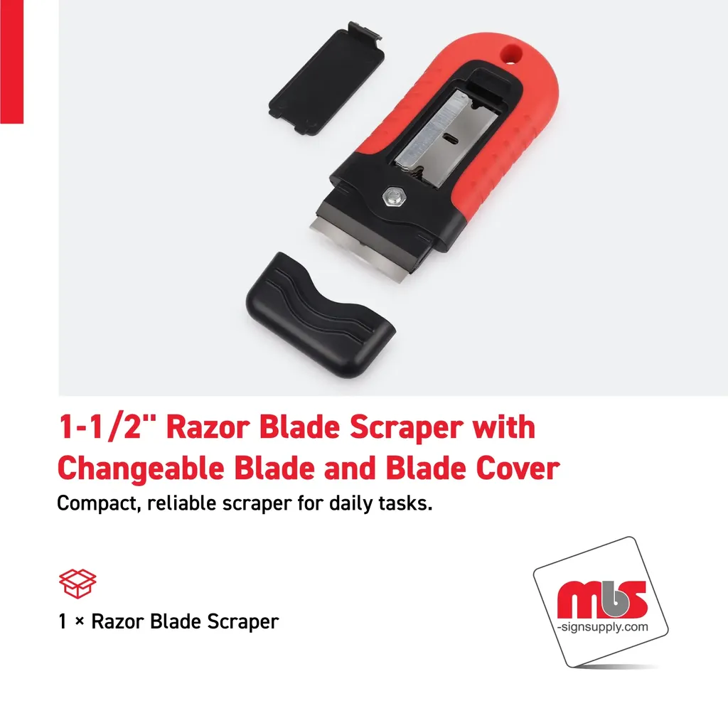 1-1/2" Razor Blade Scraper with Changeable Blade and Blade Cover