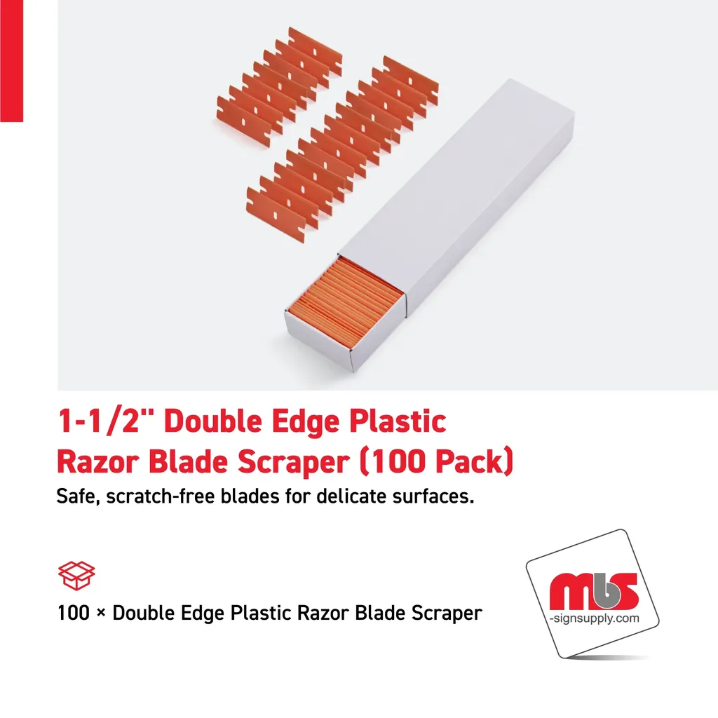 1-1/2'' Double Edge Plastic Razor Blade Scraper (100 Pack)