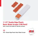 1-1/2'' Double Edge Plastic Razor Blade Scraper (100 Pack)
