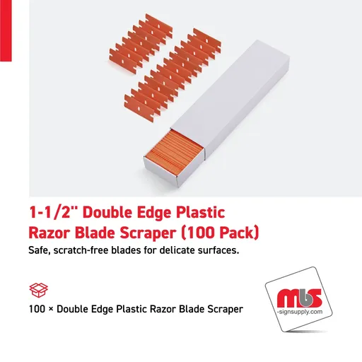 [SP-0201] 1-1/2" Double Edge Plastic Razor Blade Scraper (100 Pack)
