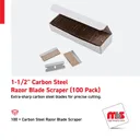 1-1/2" Carbon Steel Razor Blade Scraper (100 Pack)