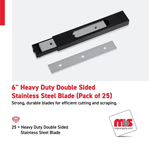 [SP-0204] 6" Heavy Duty Double Sided Stainless Steel Blade (Pack of 25)