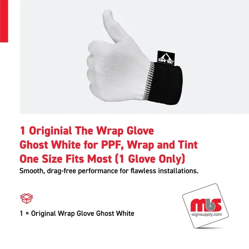 [WG-0102] 1 Originial The Wrap Glove Ghost White for PPF, Wrap and Tint - One Size Fits Most (1 Glove Only)