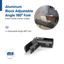 Aluminum Black Anodized Adjustable Angle (180°) Fork 5/8'' Diameter - 5/16'' Fork with Set Screw w/ plastic tip