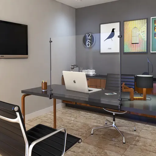 [DCAD075-24MB] Set of 2, 3/8'' Diameter Vertical Rod Mount, Aluminum Black Anodized Finish, 24'' Long w/ Adjustable Clamp to Accomodate 3/4'' to 1-1/2'' Counters. Hold up to 5/16'' material thickness