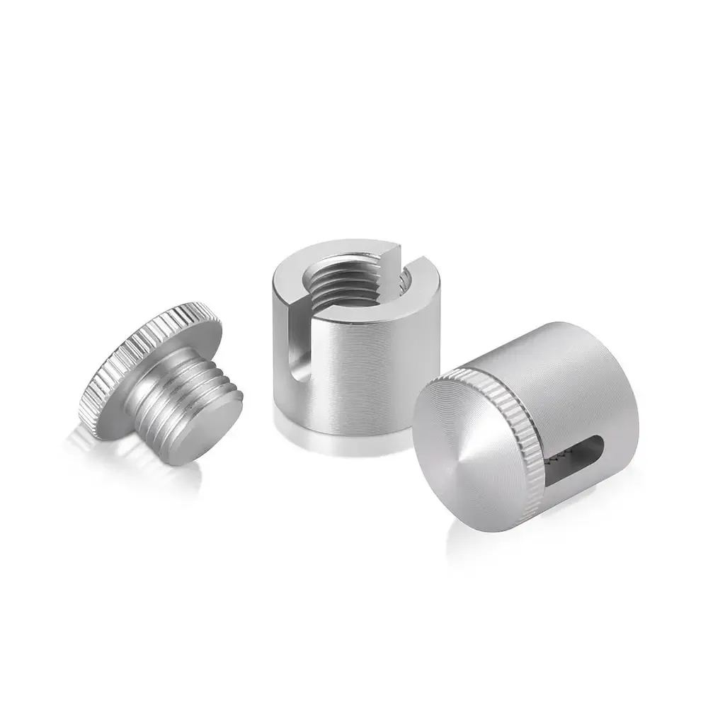 5/8" Diameter x 1/2" Barrel Length, Aluminum Glass Standoff Clear Anodized Finish [Required Material Hole Size: 5/16"]