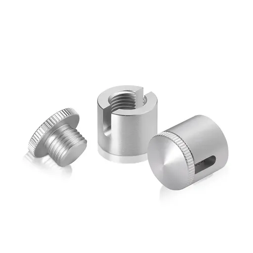 [GCS16-12A] 5/8'' Diameter x 1/2'' Barrel Length, Aluminum Glass Standoff Clear Anodized Finish [Required Material Hole Size: 5/16'']