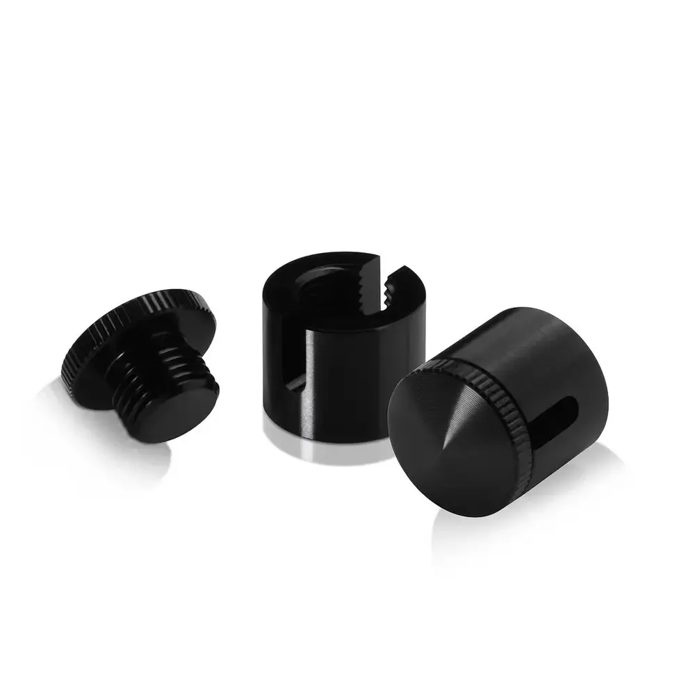 5/8" Diameter x 1/2" Barrel Length, Aluminum Glass Standoff Black Anodized Finish [Required Material Hole Size: 5/16"]