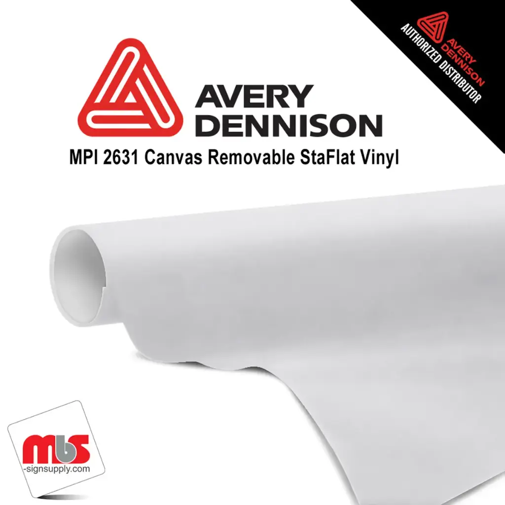 54" x 25 yards Avery MPI2631 Canvas Texture Low Gloss White 2 Year Long Term Unpunched 6.0 Mil Wall Print Media (Color Code 101)