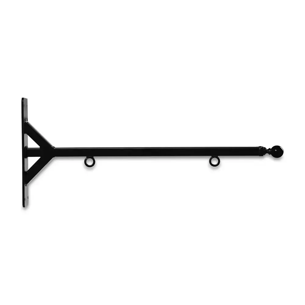24'' Black Horizontal Straight Shaft Steel Bracket with Ball Finial