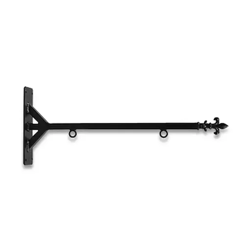 [SBSS-24SBF] 24'' Black Horizontal Straight Shaft Steel Bracket with Fleur De Lis Finial