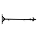 36'' Black Horizontal Straight Shaft Steel Bracket with Fleur De Lis Finial