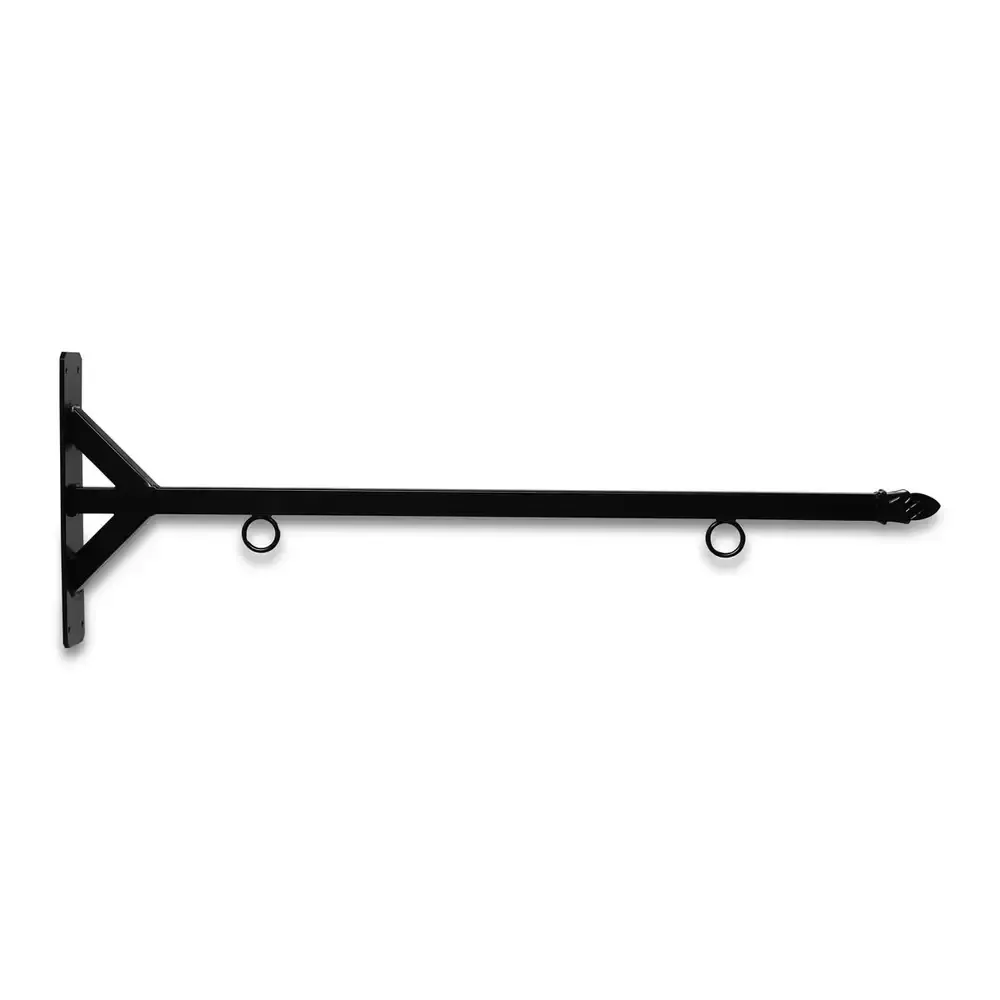 36" Black Horizontal Straight Shaft Steel Bracket with Pineapple Finial