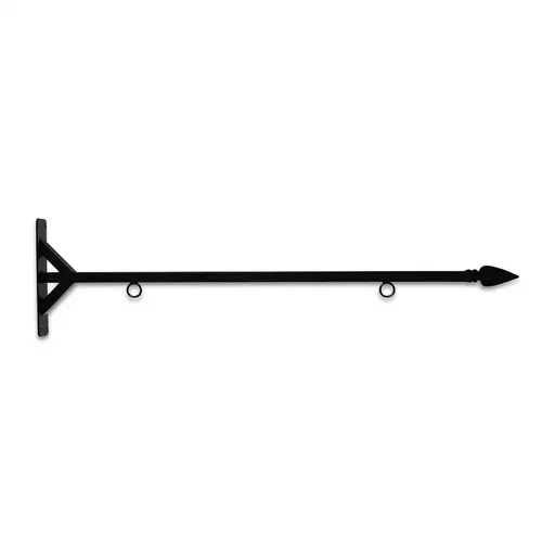 [SBSS-48SBS] 48'' Black Horizontal Straight Shaft Steel Bracket with Spear Point Finial