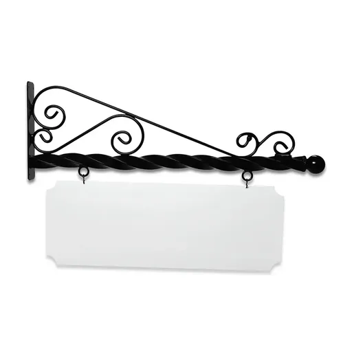 [SBSD48-SBB-KIT44-16-SH] 48'' Wide Super Deluxe Bracket in  Black Powder Coated Steel with 16'' Tall X 44'' Wide X .080'' Thick White Aluminum Sign Blank and 2 Black Powder Coated S-Hooks