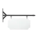 24" Wide Straight Shaft Bracket in  Gray Powder Coated Steel with 10" Tall X 20" Wide X .063" Thick White Aluminum Sign Blank and 2 Black Powder Coated S-Hooks (Pineapple Finial)