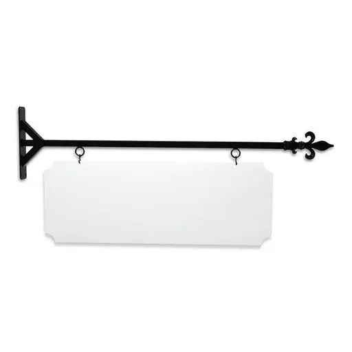 [SBSS-48SBF-KIT44-16-SH] 48" Wide Straight Shaft Bracket in  Black Powder Coated Steel with 16" Tall X 44" Wide X .080" Thick White Aluminum Sign Blank and 2 Black Powder Coated S-Hooks