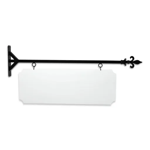 [SBSS-48SGF-KIT44-16-SH] 48" Wide Straight Shaft Bracket in  Black Powder Coated Steel with 16" Tall X 44" Wide X .080" Thick White Aluminum Sign Blank and 2 Black Powder Coated S-Hooks