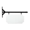 24" Wide Straight Shaft Bracket in  Black Powder Coated Steel with 10" Tall X 20" Wide X .063" Thick White Aluminum Sign Blank and 2 Black Powder Coated S-Hooks (Finial)