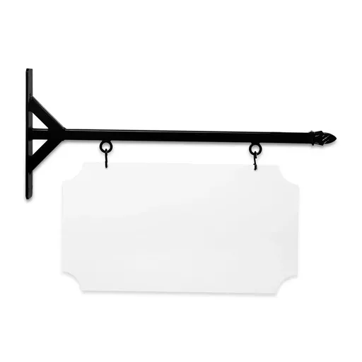 [SBSS-24SGP-KIT22-12-SH] 24'' Wide Straight Shaft Bracket in  Black Powder Coated Steel with 12'' Tall X 22'' Wide X .063'' Thick White Aluminum Sign Blank and 2 Black Powder Coated S-Hooks (BOM pineapple)