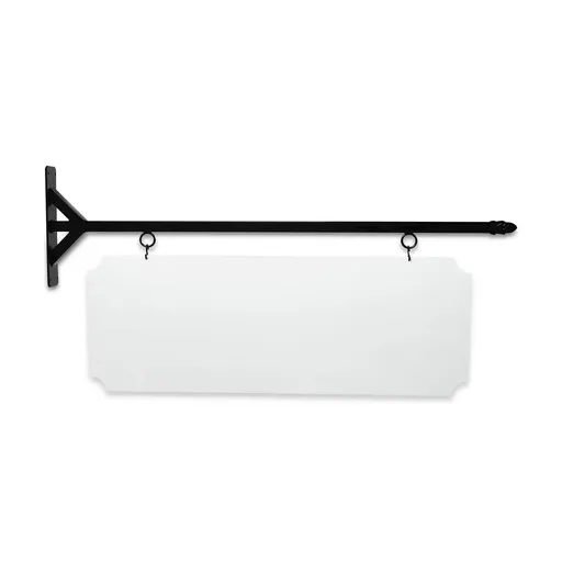 [SBSS-48SGP-KIT44-16-SH] 48'' Wide Straight Shaft Bracket in  Black Powder Coated Steel with 16'' Tall X 44'' Wide X .080'' Thick White Aluminum Sign Blank and 2 Black Powder Coated S-Hooks